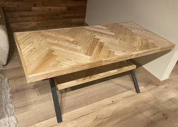 Ława jesionowa w jodełkę - styl loft