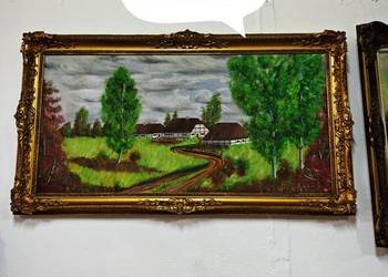 Stary  obraz w pięknej ramie
