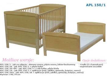 Łóżeczko dziecięce 2w1 70x140cm