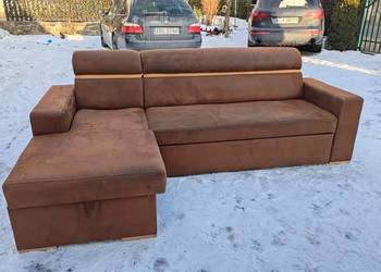 Narożnik Kolor Brązowy z Funkcją Spania