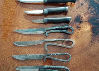 Noże ręcznie kute, kabłączkowe, kowalstwo artystyczne, rękodzieło