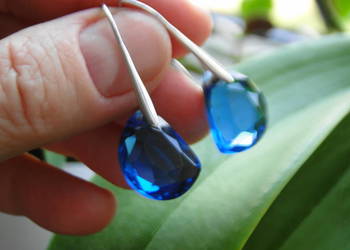 Kolczyki srebro i błękitne kryształki