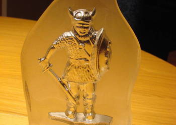 Wiking szklany przycisk do papieru Nybro Sweden