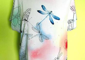 Bluzka w ważki - 42 XL - wiskoza i bawełna Dress In