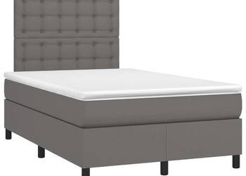 Łóżko kontynentalne z materacem i LED szara ekoskóra 120x200cm WM-3135937