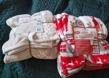 NOWY KOC Sherpa świąteczny wzór 150x200 cm, ciepłe, dwa rodzaje,Smukee