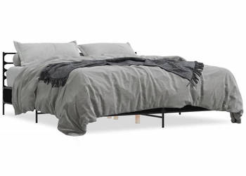 Rama łóżka czarna materiał drewnopochodny i metal 180x200 cm WM-3280057