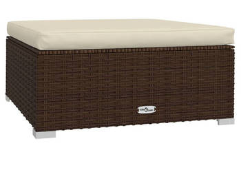 Podnóżek ogrodowy z poduszką 70x70x30 cm polirattan brązowy WM-317503