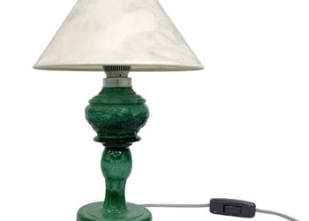 Lampa stołowa ze szkła malachitowego, Czechosłowacja, lata 60. | Vintage