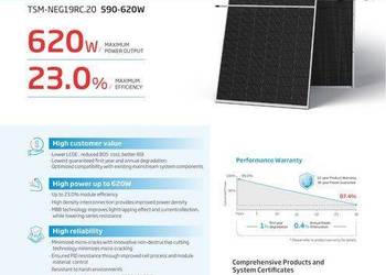 Moduł fotowoltaiczny Trina 620W, Vertex N, N-type, i-TOPCon, bifacial, dual