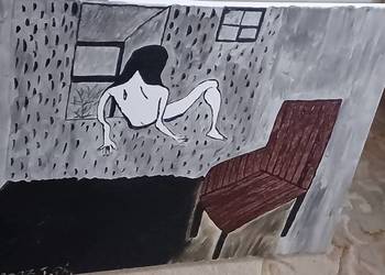 na obrazie rysunek można określić jako dzieło w estetyce dark art,