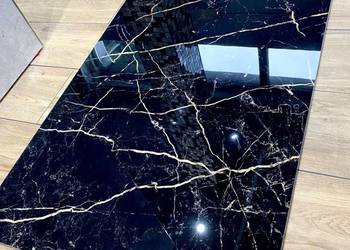 Czarny marmur POLER złota żyłka gres 120x60 POŁYSK