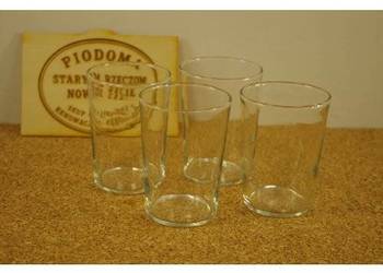 Komplet 4 szklanek typu tumbler / whisky – szkło użytkowe vintage