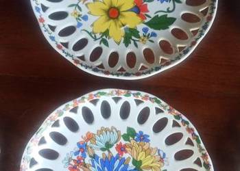Talerz z kwiatami. Syg. Porcelana Schmidt. Brasil Ażury- moż