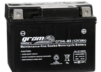 Akumulator 12V 3Ah 60A P+ motocyklowy GROM GTX4L-BS