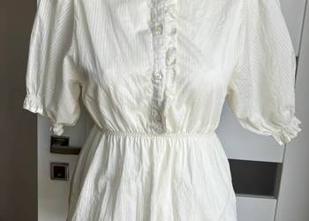Nowa kremowa bluzka bawełna H&M bufki XS