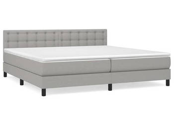 Łóżko kontynentalne z materacem jasnoszare tkanina 200x200 cm WM-3140401