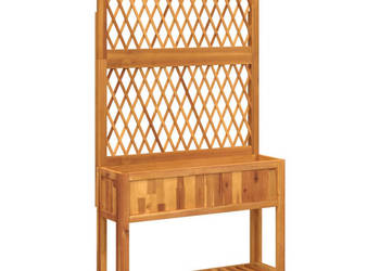 Donica z trejażem i półką 100x32x185 cm lite drewno akacjowe WM-364899