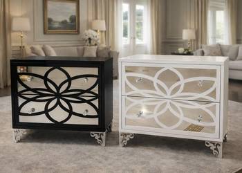 Szafka nocna, komoda, szafeczki, wysoki połysk czarna/biala