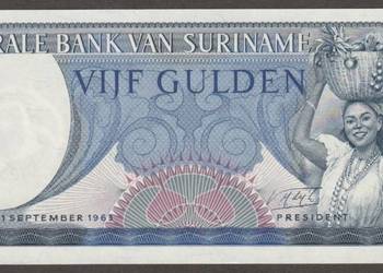 SURINAM 5 GULDENÓW 1963 - STAN BANKOWY UNC