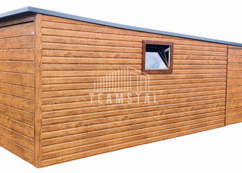 GARAŻ BLASZANY 3m x 6m spad tył Brama wiata drzwi okno TS214