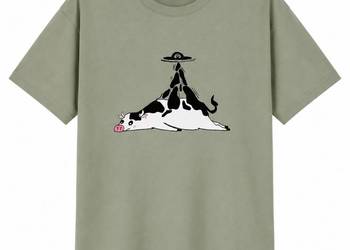 Koszulka bawełniana z zabawnym haftem UFO, Logo, T-shirt