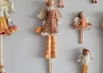 2 Anioły figurki maluchy - piękne w pomarańczach