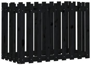 Rabata ogrodowa z płotkiem czarna 100x50x70cm drewno sosnowe WM-832484