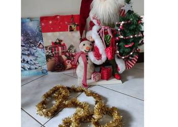 złoty łańcuch choinkowy na choinkę girlanda świąteczna ozdoba