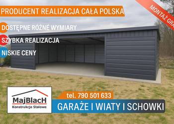 Grafitowy Otwarty GARAŻ BLASZANY |Carport| Zadaszenie  – Maj-Blach