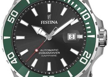 Festina F20531 automatyczny diver 200 m szafirowe szkło stal zielona luneta