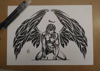 Rysunek: anioł - cienk - blok t. A4 250 g/m2