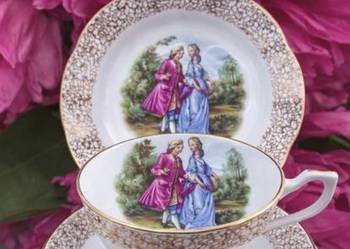 Angielska porcelana kostna ze scenkami Fragonarda* miłość wiedeńska