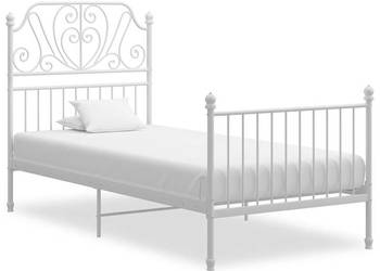 Łóżko Metalowe Białe Rama Łóżka Ze Stelażem Biała 90 x 200 cm WM-324842