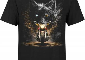 T-shirt z motocyklowa wilkiem