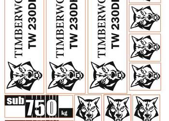 Zestaw naklejek na rębak TIMBERWOLF TW230DHB czarne na białym