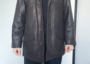 skórzana kurtka męska, M, brązowa, Suchy Las, skóra