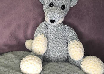 Wyjątkowy wilk maskotka handmade szydełko przytulanka