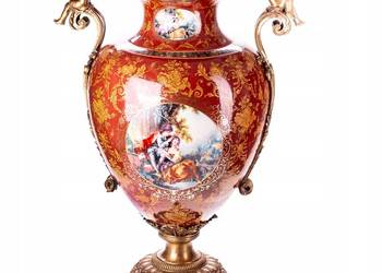 Czerwony Porcelanowy Wazon Empire - Waza - Porcelana + Brąz - Anioły