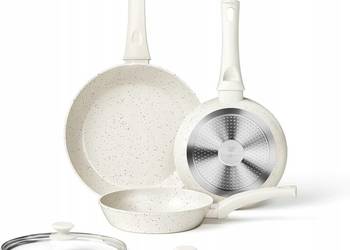 Innerwell 3 patelnie ceramiczne 20/24/28 cm z pokrywką na indukcję