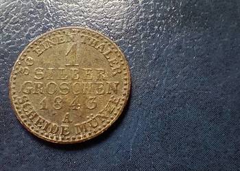 Stare monety 1 srebrny grosz 1843 A Niemcy srebro