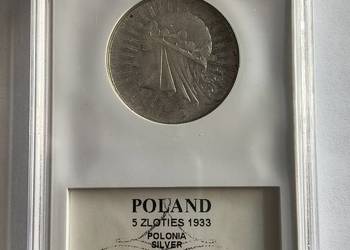 5 zł. 1933 Polonia grading GCN , nota AU 53