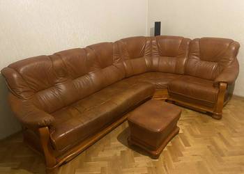 Narożnik skórzany pięcioosobowy z funkcją spania