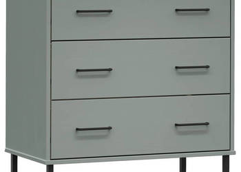 Komoda OSLO z 3 szufladami szara 77x40x795 cm lite drewno WM-350980