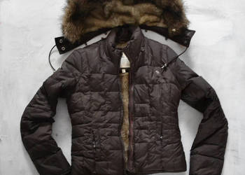 brązowa kurtka puchowa z kapturem abercrombie&fitch A&F s 36