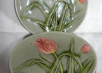 talerze majolika vintage tulipany_D 26