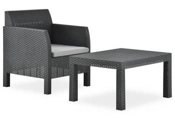 2-cz. zestaw wypoczynkowy poduszki rattan PP antracyt WM-315641