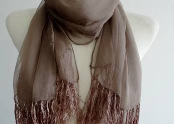 Szal Jedwabny 100% Naturalny Jedwab Duży do Wielu Stylizacji Czekoladowy