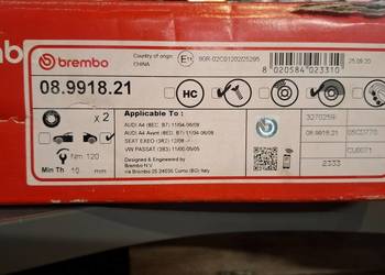 Brembo 08.9918.21 tarcze hamulcowe tył nowe Audi A4 B7 Passat Exeo