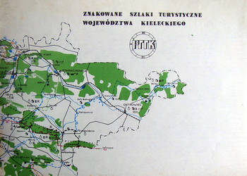 Mapa - znakowane szlaki turystyczne woj. kieleckiego